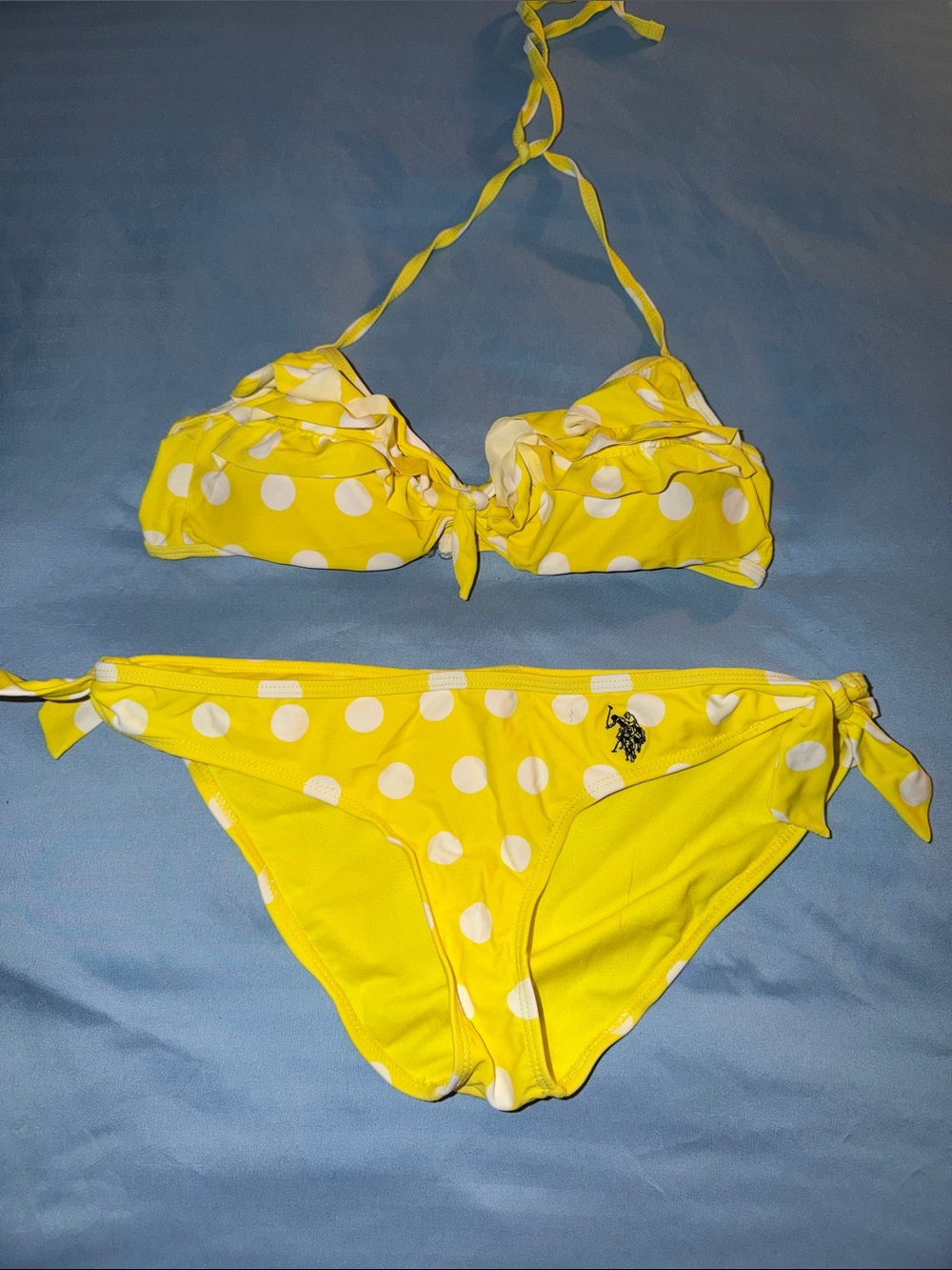 U.S. Polo Assn. Yellow Polka Dot Tie-Side Bikini Set